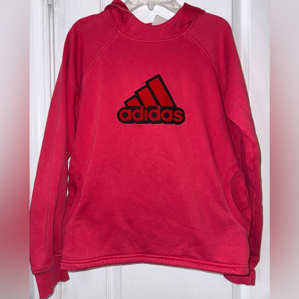 Adidas Red Hoodie Pullover Sweatshirt Logo Size S